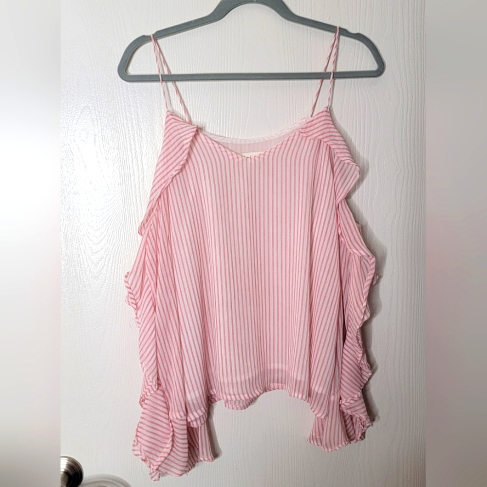 White and Blush Flowy Top